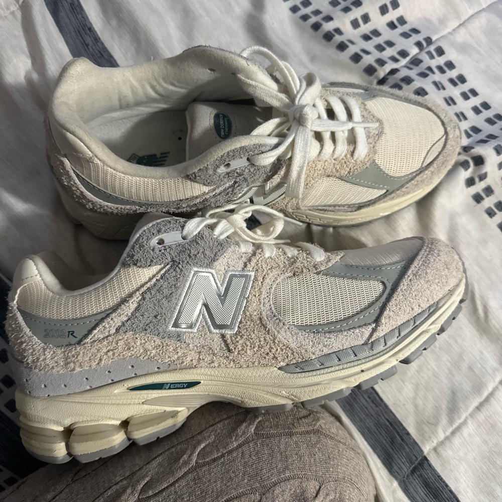 New Balance Cream and Gray Athletic Shoes